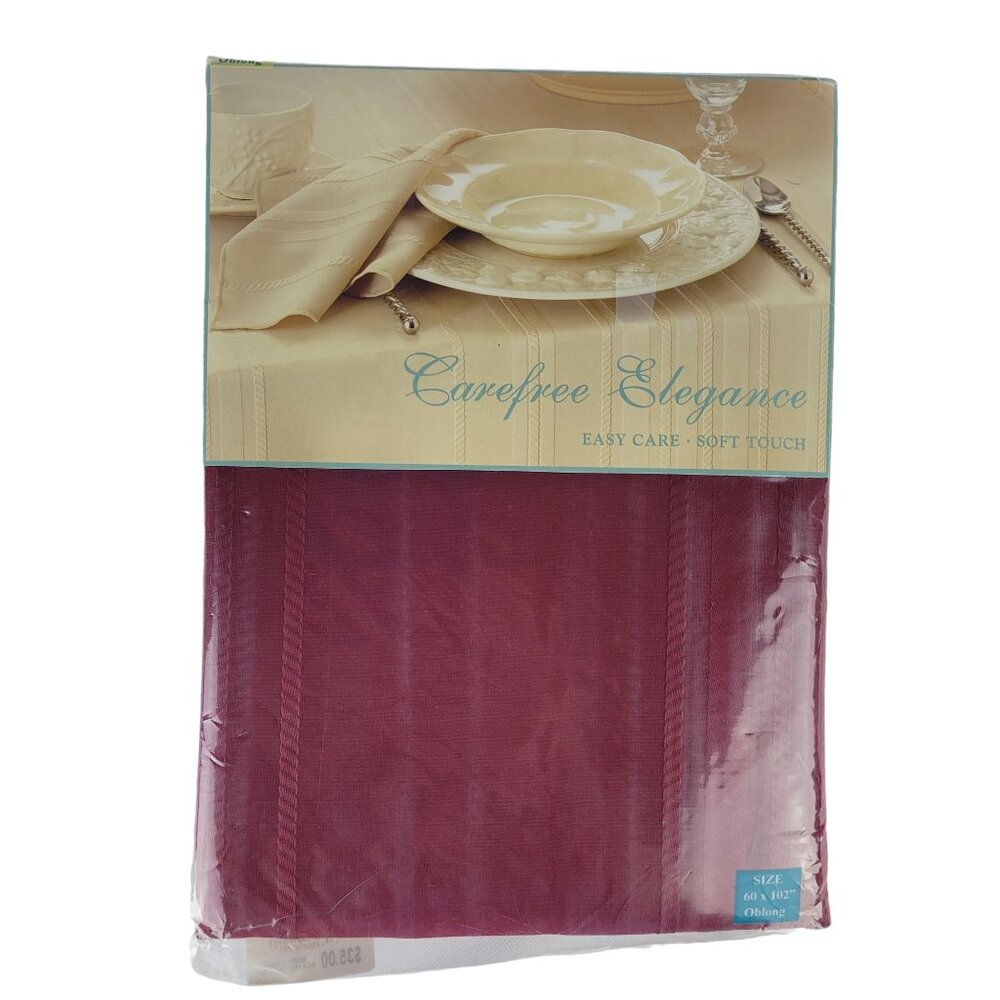 Bardwil Linens Carefree Elegance Tablecloth Filene's Burgundy 60" X 102" Oblong